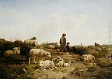 Shepherd Canvas Paintings - Shepherd Boys With Their Flock